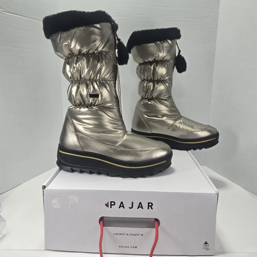 Pajar Toboggan 2.0 Gold Stellare Rain Winter Snow Boots Women's Size 9